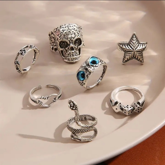 SKULL star eagle eye ring bundle - Picture 5 of 5